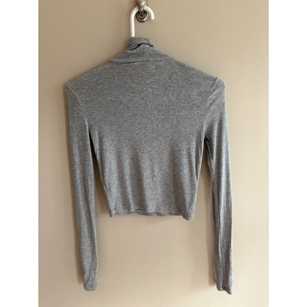 Sunday Best Ribbed Modal Turtleneck Long Sleeve Casual Top in Gray Size XS - Picture 4 of 10